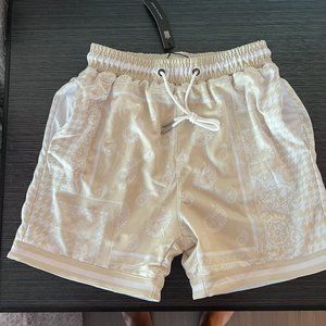 Kinetic Kings Cream Houndstooth Paisley Active Short - Size M